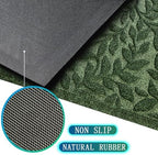 Bulijojo Sturdy Front Entrance Doormats,Durable Heavy Duty Welcome Mat,Thick Absorbent Natural Rubber Non Slip Mat,Easy Clean Entryway Mat Leaves Green, 47" x 32" - Image 2