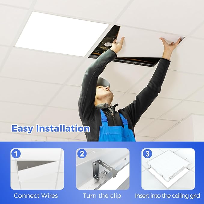 AIKVSXER 8 Pack 2x2 LED Flat Panel Light - Selectable 5 CCT 3000K-6500K & 5 Wattage 30-50W 5500Lm 0-10V Dimmable 2x2 led Drop Ceiling Lights 120-277V for Commercial and Home