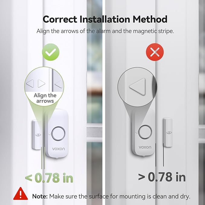 Door Alarms for Kids Safety, VOXON Window Alarm Door Alarm for Home Security Personal Security Window Alarms Sensor Burglar Door Alarm for Pool, Cars, Sheds, Caravans DIY Kit Pack of 2