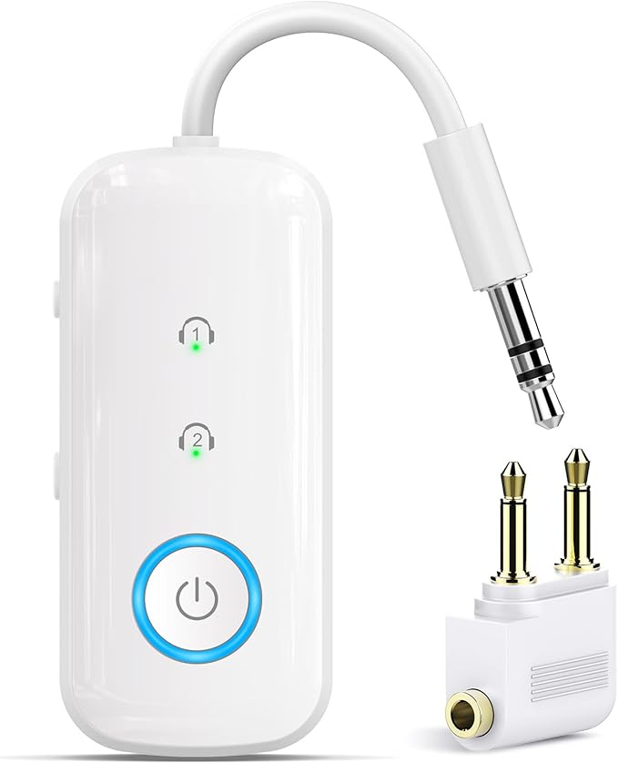 Premium Pro Bluetooth 5.4 Transmitter Receiver,Airplane Audio Adapter,Wireless Transmitter for TV/Travel Flight,Airline,Gym.Compatible with 2 AirPods/Headphones,Bluetooth Receiver for Car/Home Stereo