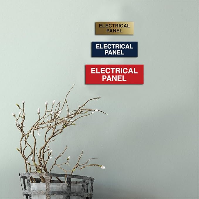 All Quality Basic Electrical Panel Sign - Fire Regulation Safety Compliance Sign - Black/Gold - Small (10 Pack)