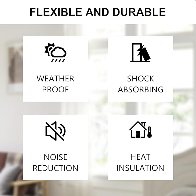 Weather Stripping Door Seal Strip, Strong Adhesive, Weatherproof, Reduce Noise, Gap Filler, Foam Insulation Tape for Doors and Windows (1/2 in x 1/8 in x 32 Ft)