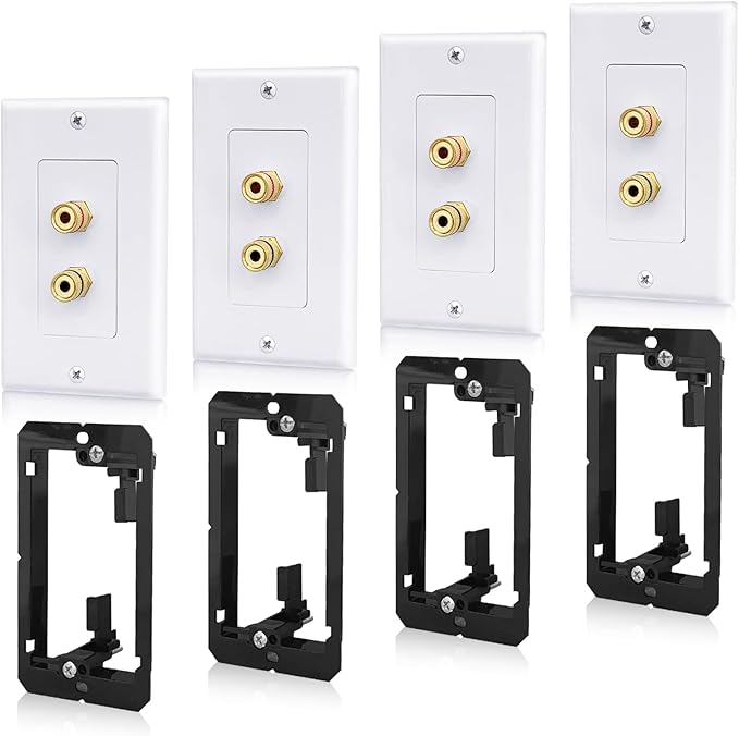 4 Pack Speaker Wall Plate with Low Voltage Mounting Bracket for Banana Plug 1.0 Speaker Home Theater