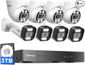 [121° Wide Angle+2-Way Audio] Hiseeu 4K Security Camera System,8pcs 5MP PoE Security Cameras Wired Outdoor,Human Vehicle Detect,Color Night Vision,NVR 16CH Expandable w/3TB HDD for 24/7 Record
