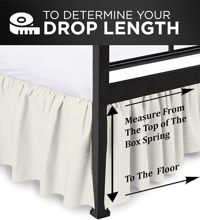 Ruffled Bed Skirt with Split Corners, Ivory, Full 16 Inch Drop Bedskirt, Hotel Quality Brushed Microfiber Wrinkle Free Dust Ruffle Bed Skirt Full Size