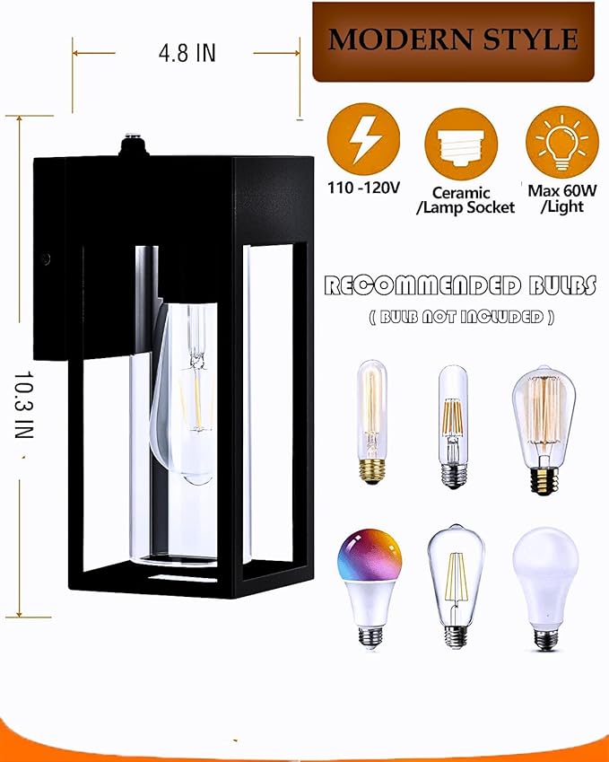 LWSOY Dusk to Dawn Outdoor Lights, Waterproof Porch Lights 2 Pack, Exterior Lighting Fixtures with Cylinder Lampshade, LED Wall Sconce Light for House Porch Patio Front Door Garage.