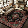 RELEANY Washable Area Rug, 8'x10', Red/Black by RELEANY