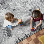 3x8 Grey Rug Runners for Hallways Kitchen Runner Rug Non Slip Washable Black Long Runner Rugs with Rubber Backing Soft Abstract Carpet Runner for Bedroom, Kitchen, Bathroom, Entryway - Image 5