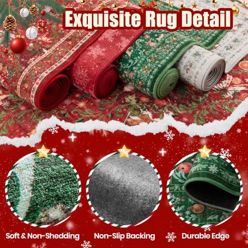 2x3 Christmas Rug,Small Washable Entryway Rug Non Slip,Green - Image 7
