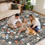 SameBed 3x5 Area Rug Living Room, Vintage Washable Carpet Carbon Gray - Image 4