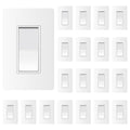 ThunderWay 3 Way Matte White Light Switch with Cover Plate, 15A 120/277 V Three Way Decorative Paddle Switches, Self-Grounding, Residential and Commercial Grade, UL Listed, 20 Pack