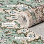 10x14 Area Rugs Living Room: Washable Rug for Bedroom Brown Green - Image 7