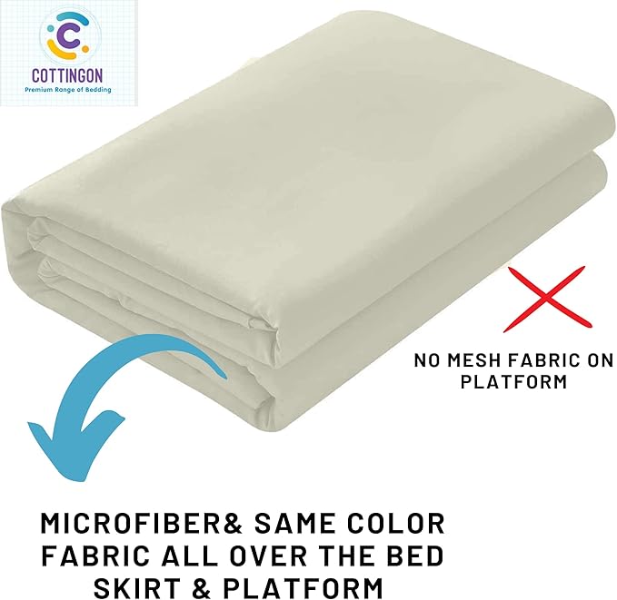 Ruffled Bed Skirt with Split Corners-Dust Ruffle - 21" Drop 100% Microfiber Soft,Sheen & Luxurious Look - Bed Skirts (Ivory -King)