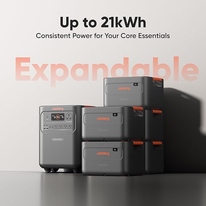Jackery HomePower 3600 Plus Portable Power Station with 4x 200W Solar Panels and 2x Solar Panel Connector, 3600W AC Output, 3584Wh Solar Generator, Expandable up to 21kWh, Essential Home Backup