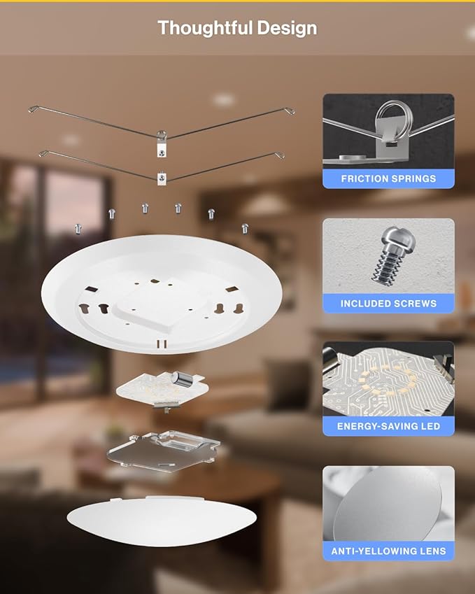 Sunco 96 Pack LED Disc Lights Ceiling 6 Inch, Flush Mount Disk Light, Recessed Can Lighting, 1050 LM, 15W (75W Equivalent), Selectable CCT 3000K/4000K/5000K/6000K/6500K, Dimmable, Damp Rated ETL.