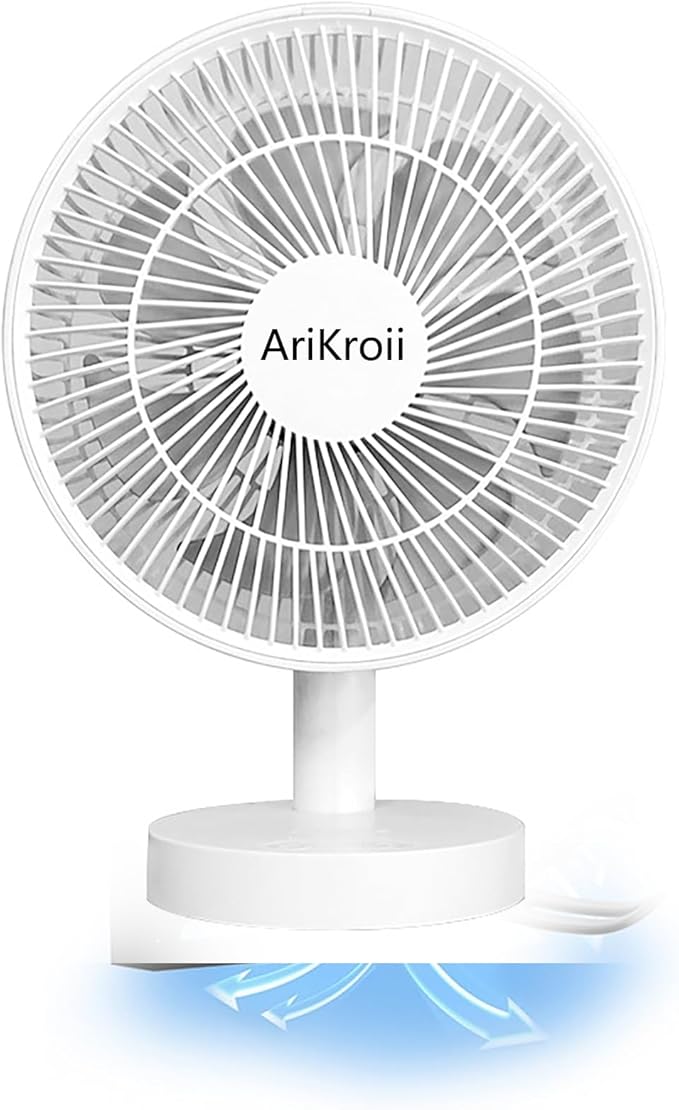 AriKroii USB Desk Fan with Adjustable Tilt 90 Rotation,Ultra-quiet but High Efficient, 3 Speeds Wind Cooling Fan Desktop Consoles with USB Charging, for Cooling Home Office Car Summer Travel