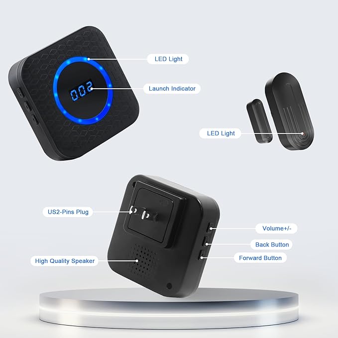 SanJie Wireless Door Chime for Business When Entering Door Entry Chime Door Bell with 800Ft Range Door Chimes When Door Opens for Home Door Alarm with Chime Adjustable Volume