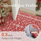 HUGEAR 2x6 Christmas Red Floral Washable Runner Rug for Hallway - Image 4