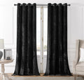 SMILETIME Black Crushed Velvet Curtains 52x84 inch Luxurious Thermal Insulated Soundproof Drapes for Living Room Bedroom Office Soft and Durable Light-Filtering Window Treatments, 2 Panels