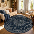 Vacuum-Friendly, Round 6ft Washable Area Rug, Blue Gray White by meejou