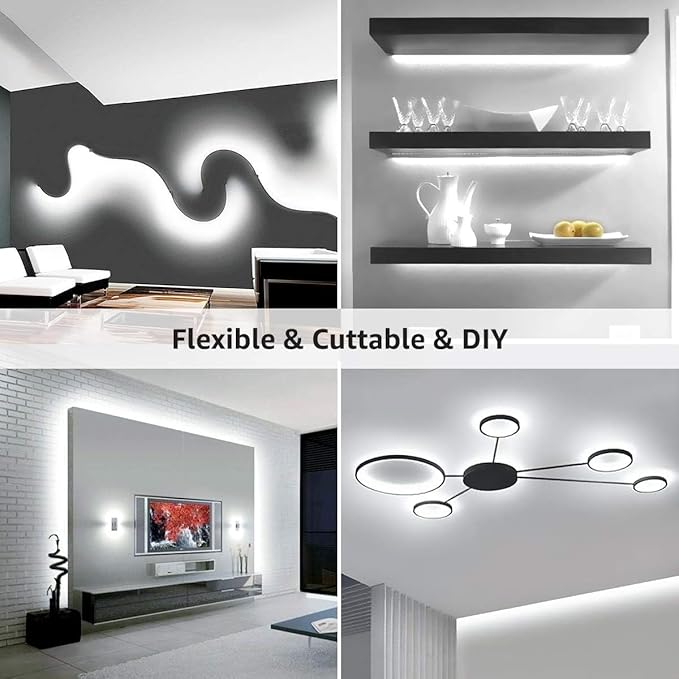 Lepro LED Strip Light, 32.8Ft Dimmable Vanity Lights, 6000K Super Bright LED Tape Lights, 600 LEDs SMD 2835, Strong 3M Adhesive, Suitable for Home, Kitchen, Under Cabinet, Bedroom, Daylight White