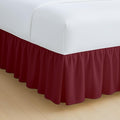 Rajlinen Ruffled Bed Skirt Queen, 16 Inch Drop Dust Ruffle with Split Corners, 100% Microfiber Bedskirt with Platform, Three-Sided Coverage Ruffled Gathering Design, Burgundy