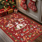 2x3 Christmas Cute Area Rug : Non-Slip Washable Winter Holiday Indoor Doormat Soft Low Pile Decorative Floor Mat for Kitchen Bathroom Living Room Bedroom Red Holiday Home Decor Gift（2x3，Red） by HYHAOYUNLAI
