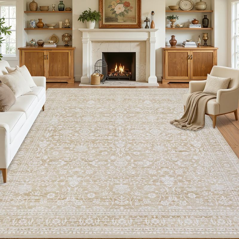 Area Rugs 9x12 Living Room: Bedroom Washable Carpet Natural Beige by Luxturiy