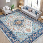 Lofus 8x10 Area Rugs for Living Room Bedroom, Soft Boho Carpet Floral Blue by Lofus