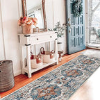Hallway Washable Runner Rug - 2x7 Kitchen Rugs Entryway Rug Runner Vintage Soft Floor Mat Non Slip Indoor Farmhouse Carpet for Bathroom Living Room Bedroom (2 X 7, Brick) - Image 2