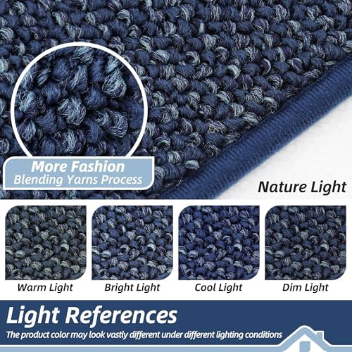 BEQHAUSE Dirt Trapper Door Mat 20" x 48", Non-Slip Washable Doormats, Blue - Image 5