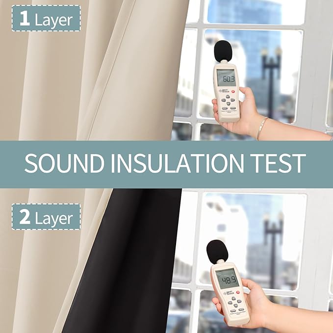 BGment Short 100% Blackout Curtains for Bedroom, Thermal Insulated Energy Efficiency Noise Reducing Grommet Curtains 54 Inch Length with Liner for Small Window 2 Panels Each 42 Inch Wide, Champagne