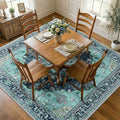 RELEANY Washable Area Rug, Square 7'x7', Teal by RELEANY