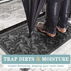 Bulijojo Sturdy Front Entrance Doormats,Durable Heavy Duty Welcome Mat,Thick Absorbent Natural Rubber Non Slip Mat,Easy Clean Entryway Mat 17x30 Inch Leaves Grey - Image 4
