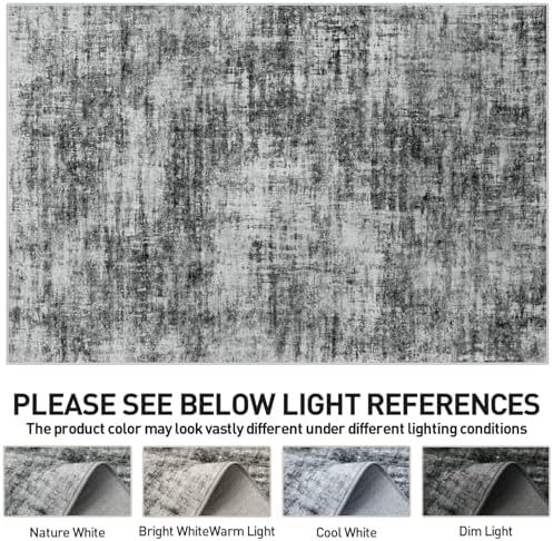 4x6 Area Rugs for Living Room: Washable Abstract Black Bedroom Carpet - Image 7