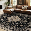 RELEANY Washable Area Rug, 7'x10', Black/Neutral by RELEANY