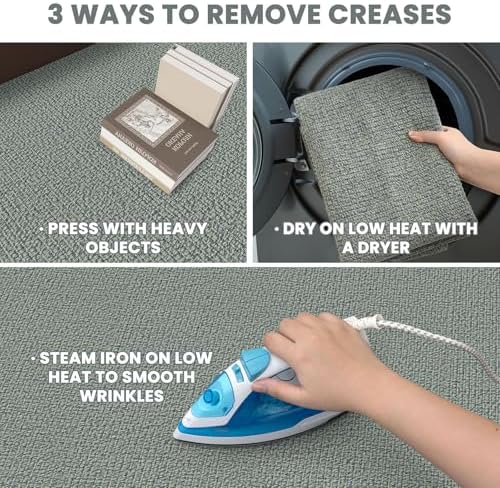 EARTHALL Washable Runner Rug, Non Slip Hallway Runner, 3x10 Ft, Green/Grey - Image 4