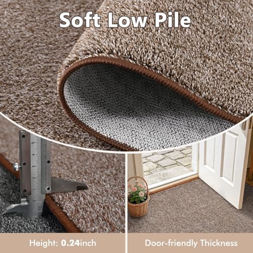 3x5 Coffee/White Area Rug Washable Non-Slip Soft Thin for Bedroom Kitchen - Image 5