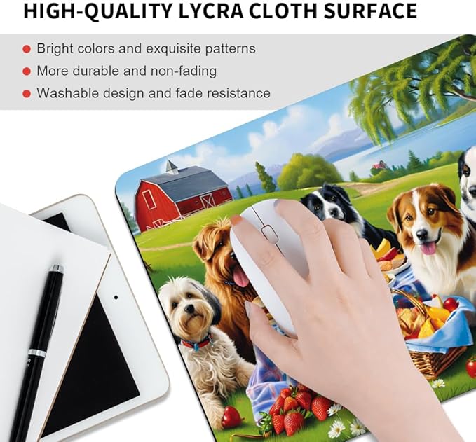 Dog Party Square Mouse pad, Texture, Waterproof, Anti Slip Rubber Base, Computer Mouse pad, Laptop Mouse pad