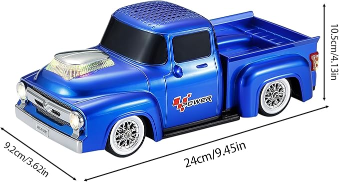 Vintage Pickup Truck Bluetooth Speaker, Retro Truck Model with HD Sound, Built-in Mic, LED Party Lights, TWS Dual Pairing, Multi-Interface Output, Portable Outdoor Speaker for Parties & Beach (BLUE)