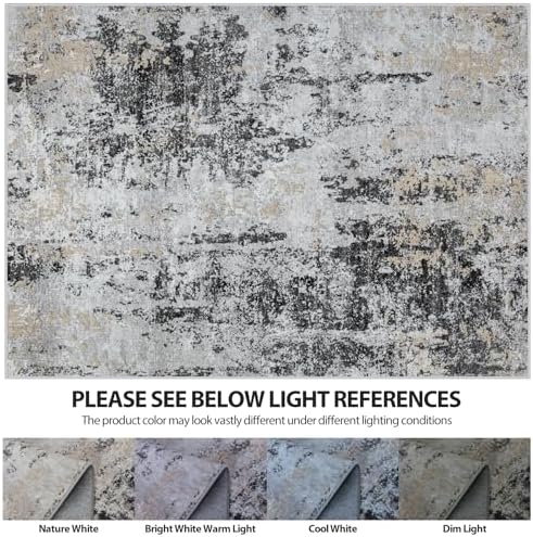 9x12 Area Rugs for Living Room Washable Bedroom Dining Room Black Grey Gold - Image 6