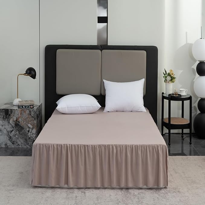 Bed Skirt Queen Size Ruffled Bed Skirt with Split Corners, Queen Bed Skirt 18 Inch Drop, TSUTOMI Queen Size Bed Skirt Khaki for Ruffled Bed Skirt with Split Corners, Bed Skirts Queen Size