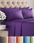 Full 6 Piece Sheet Set - Cooling, Comfy & Breathable - Hotel Luxury Bedding, Includes Fitted Sheet for Women, Men, Kids and Teens - 1 Flat, 1 Fitted Sheet, 4 Pillowcases with Deep Pockets - Purple