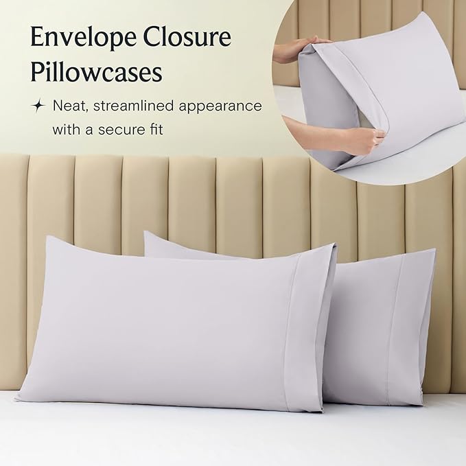 LuxClub 3 PC Twin Sheet Set, Deep Pockets Wrinkle Free Cooling Bed Sheets Hotel Bedding for Women, Men, Kids & Teens, Includes 1 Fitted Sheet, 1 Flat Sheet and 1 Pillowcase-Silky Soft Dove Gray