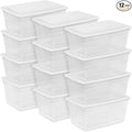 Sterilite 12-Pack 90 Quart Storage Box, Stackable Clear Plastic Bins with Snap-On Lids - Heavy-Duty Organizing Containers for Closet, Bathroom, and Office