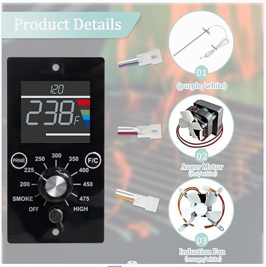 Upgrade Digital Control Board Kit Compatible with Pit Boss Tabletop Wood Pellet Grills Mahogany 150PPS BBQ Replacement Control Panel Temperature Controller with RTD Temperature Sensor Probe