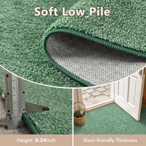2x6 Green/White Runner Rug Washable Non-Slip for Kitchen Hallway Bathroom - Image 4
