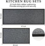 eqivei Kitchen Rugs Non Skid Washable Set of 2 PCS, Absorbent Runner Rugs for Kitchen, Farmhouse Weave Floor Mats in Front of Sink, 17.3"x 47"+17.3"x 29" (Inky) - Image 2