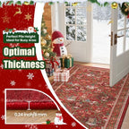 3x6 Christmas Runner Rug for Hallway,Washable Kitchen Rug,Red - Image 6