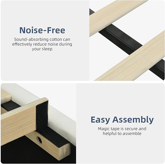 Full Size Bed Frame with LED Lights, Faux Leather Upholstered Platform Bed with Headboard and Wooden Slats Support, No Box Spring Needed, Noise-Free, Easy Assembly, Cream